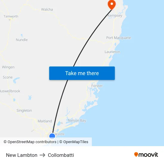 New Lambton to Collombatti map