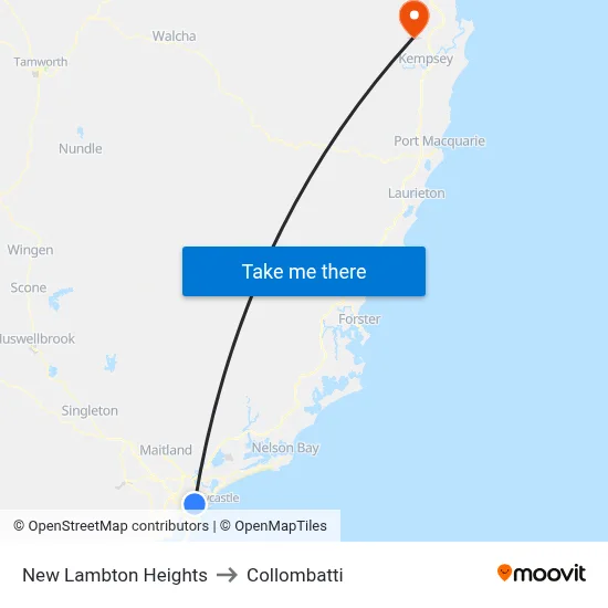 New Lambton Heights to Collombatti map