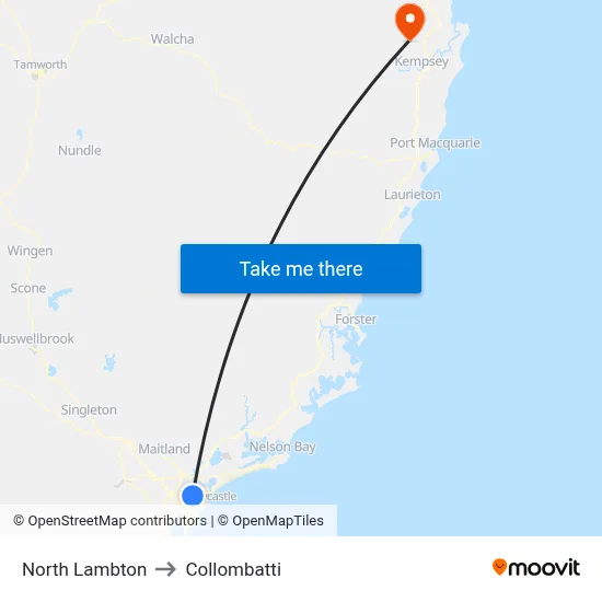 North Lambton to Collombatti map