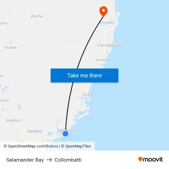 Salamander Bay to Collombatti map