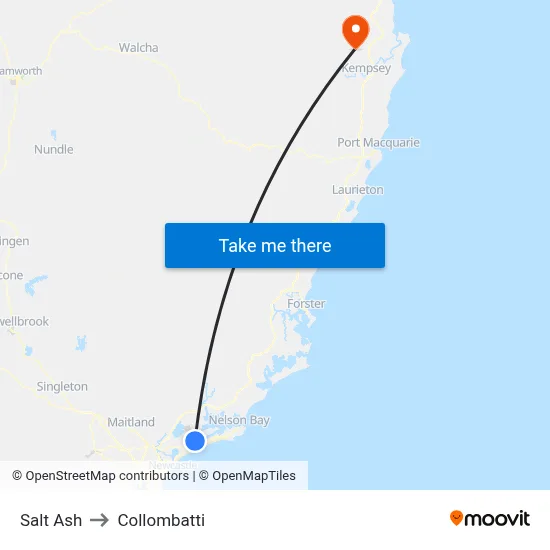 Salt Ash to Collombatti map