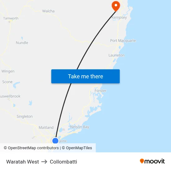Waratah West to Collombatti map