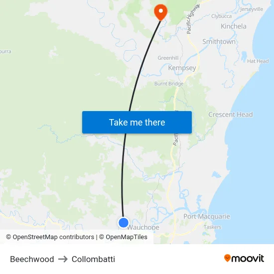 Beechwood to Collombatti map