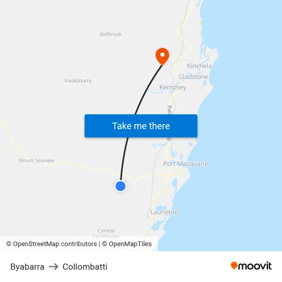Byabarra to Collombatti map