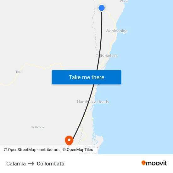 Calamia to Collombatti map