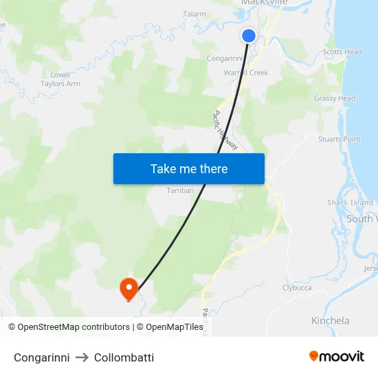 Congarinni to Collombatti map