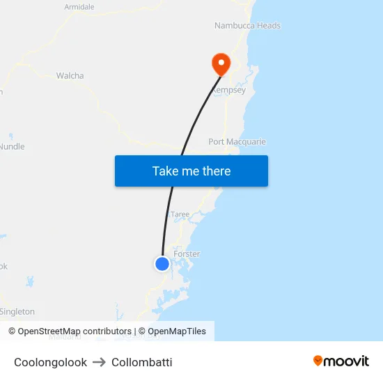 Coolongolook to Collombatti map