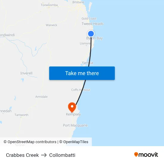 Crabbes Creek to Collombatti map