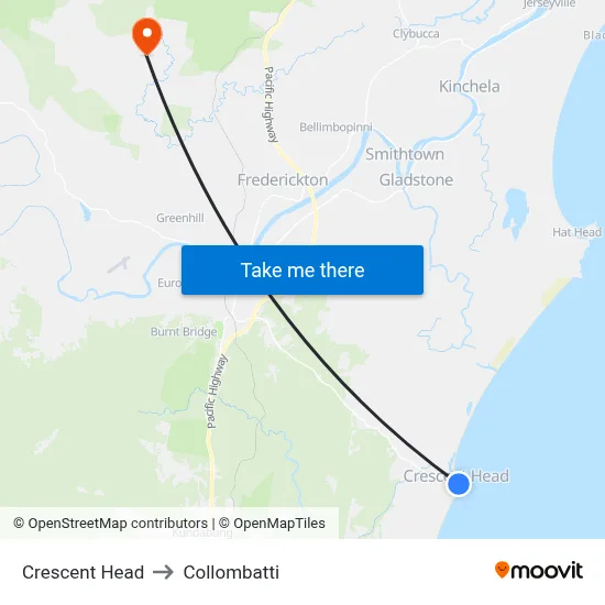 Crescent Head to Collombatti map