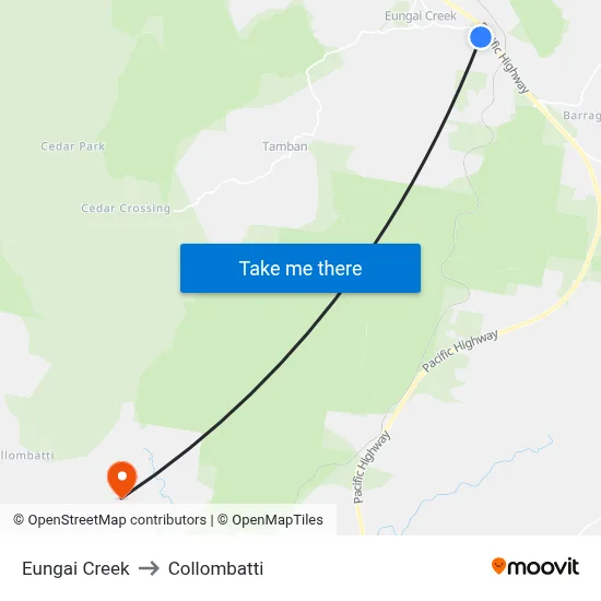 Eungai Creek to Collombatti map