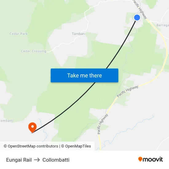 Eungai Rail to Collombatti map