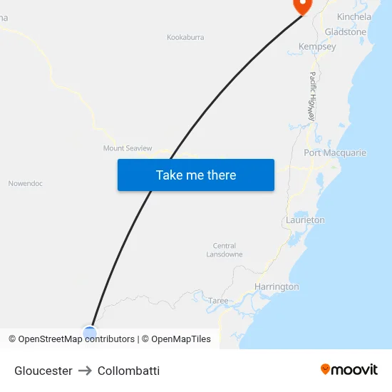 Gloucester to Collombatti map