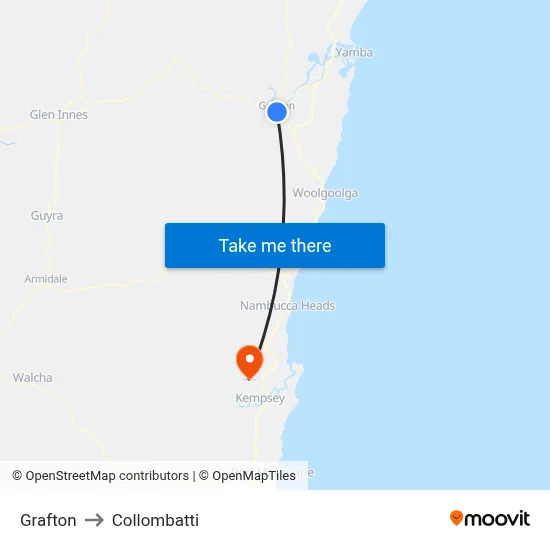 Grafton to Collombatti map