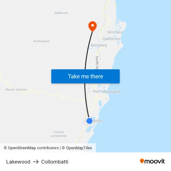 Lakewood to Collombatti map