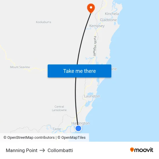 Manning Point to Collombatti map