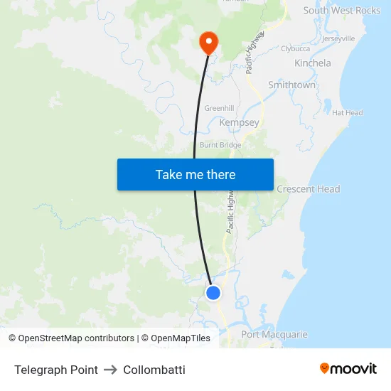 Telegraph Point to Collombatti map
