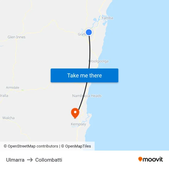 Ulmarra to Collombatti map