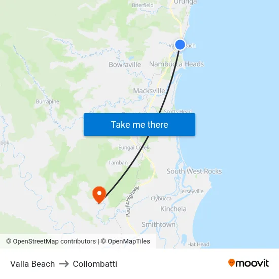 Valla Beach to Collombatti map