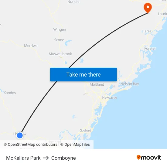 McKellars Park to Comboyne map