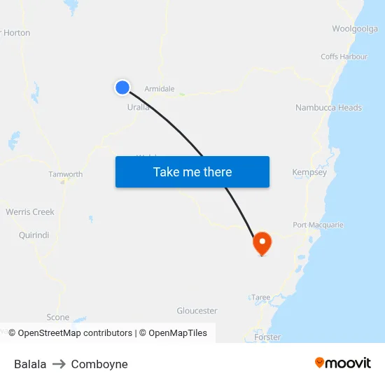 Balala to Comboyne map