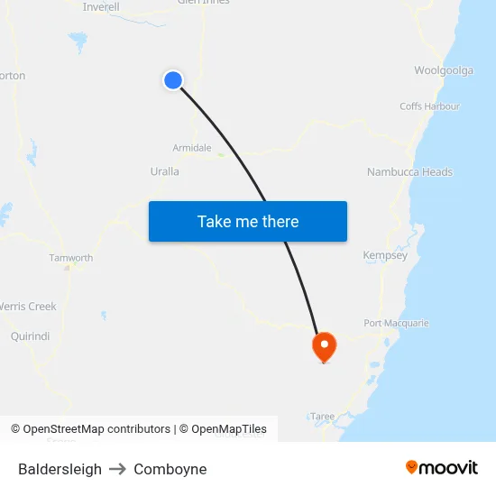 Baldersleigh to Comboyne map