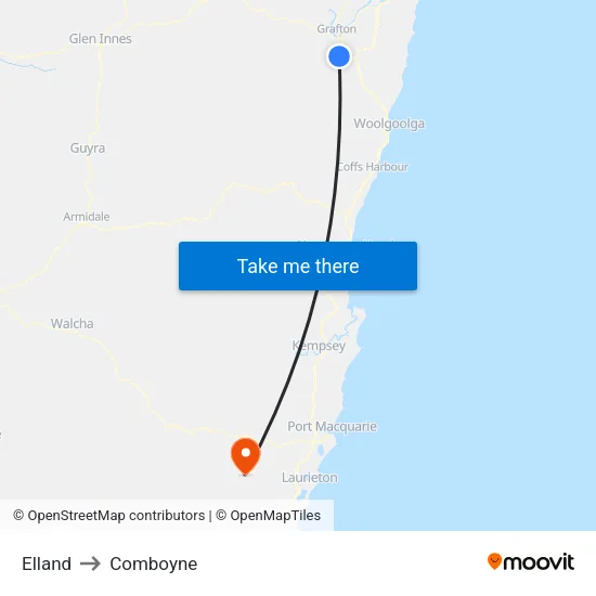 Elland to Comboyne map