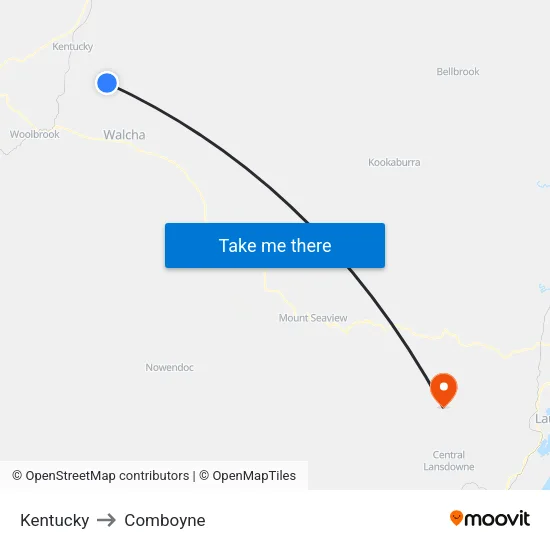 Kentucky to Comboyne map