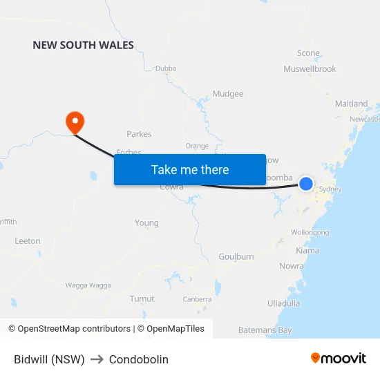 Bidwill (NSW) to Condobolin map