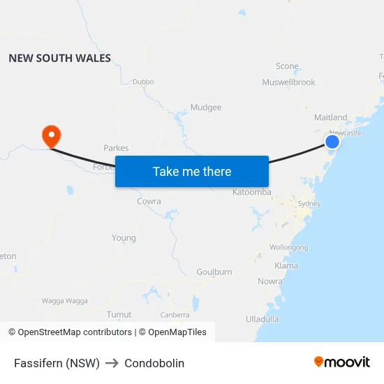 Fassifern (NSW) to Condobolin map
