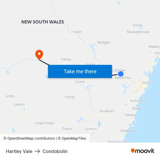 Hartley Vale to Condobolin map
