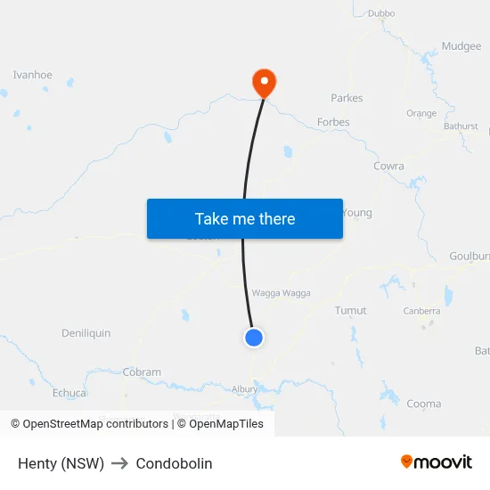 Henty (NSW) to Condobolin map