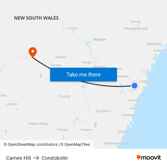 Carnes Hill to Condobolin map