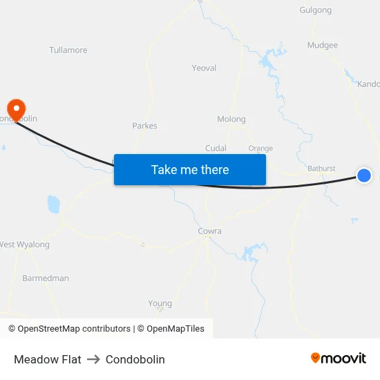Meadow Flat to Condobolin map