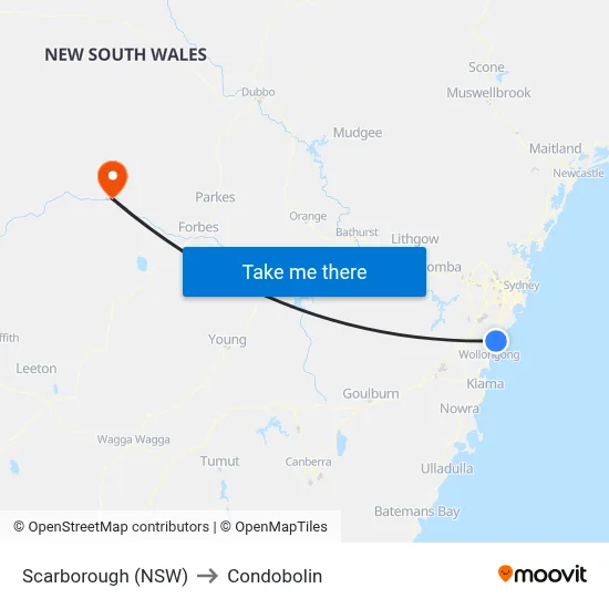 Scarborough (NSW) to Condobolin map