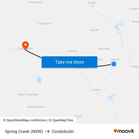 Spring Creek (NSW) to Condobolin map