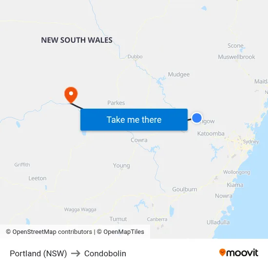 Portland (NSW) to Condobolin map
