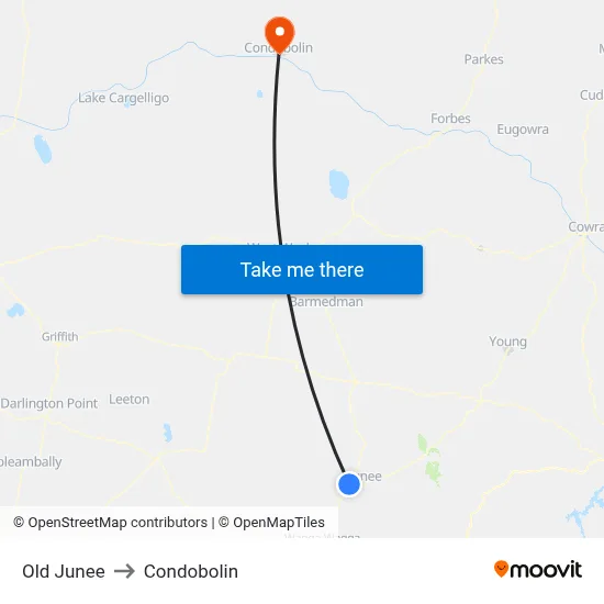 Old Junee to Condobolin map
