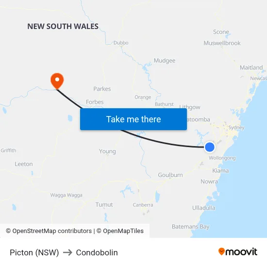 Picton (NSW) to Condobolin map