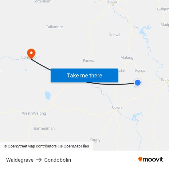 Waldegrave to Condobolin map