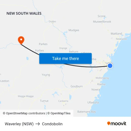 Waverley (NSW) to Condobolin map