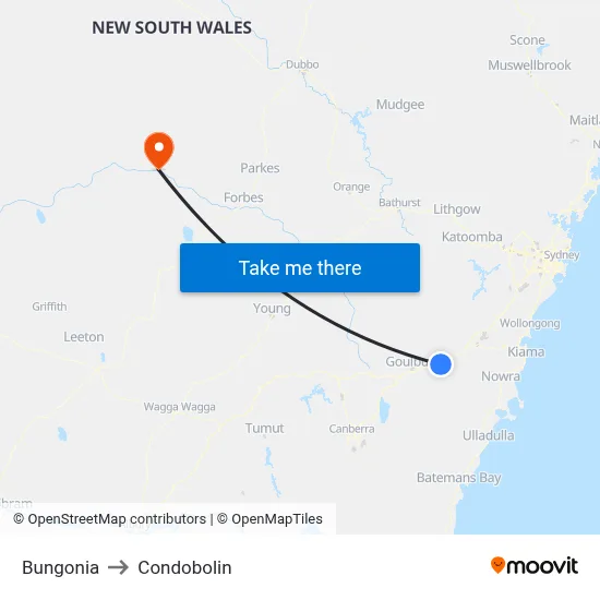 Bungonia to Condobolin map