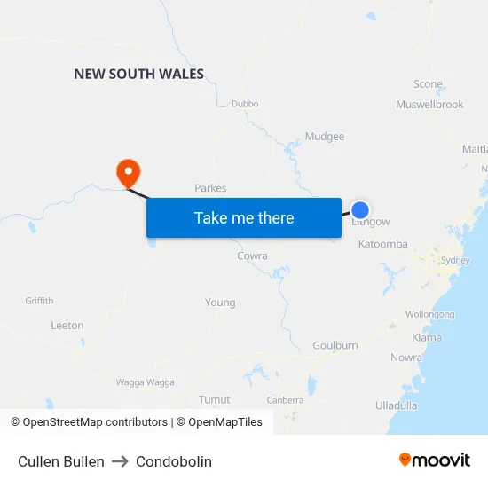 Cullen Bullen to Condobolin map
