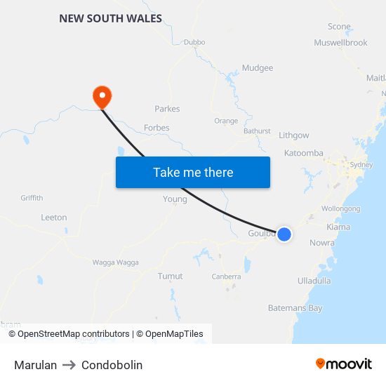 Marulan to Condobolin map