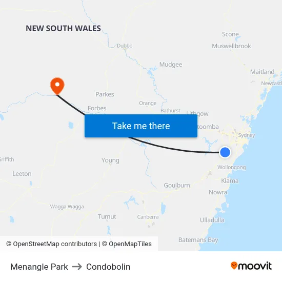 Menangle Park to Condobolin map