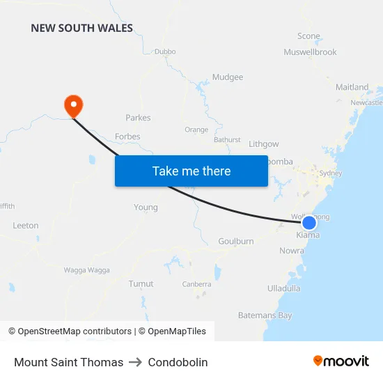 Mount Saint Thomas to Condobolin map