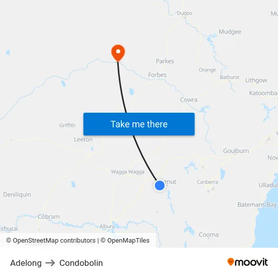 Adelong to Condobolin map