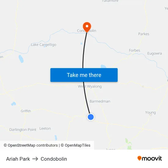 Ariah Park to Condobolin map