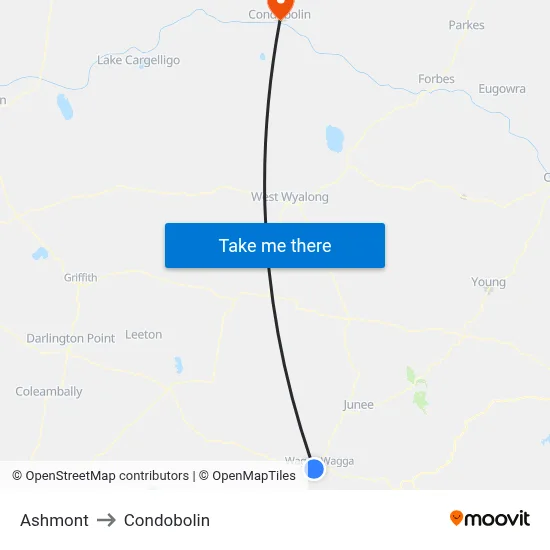 Ashmont to Condobolin map