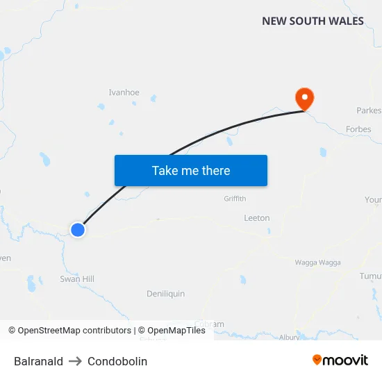 Balranald to Condobolin map