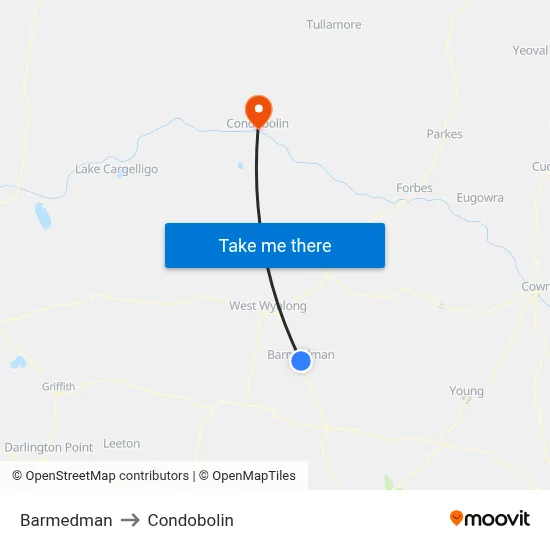 Barmedman to Condobolin map